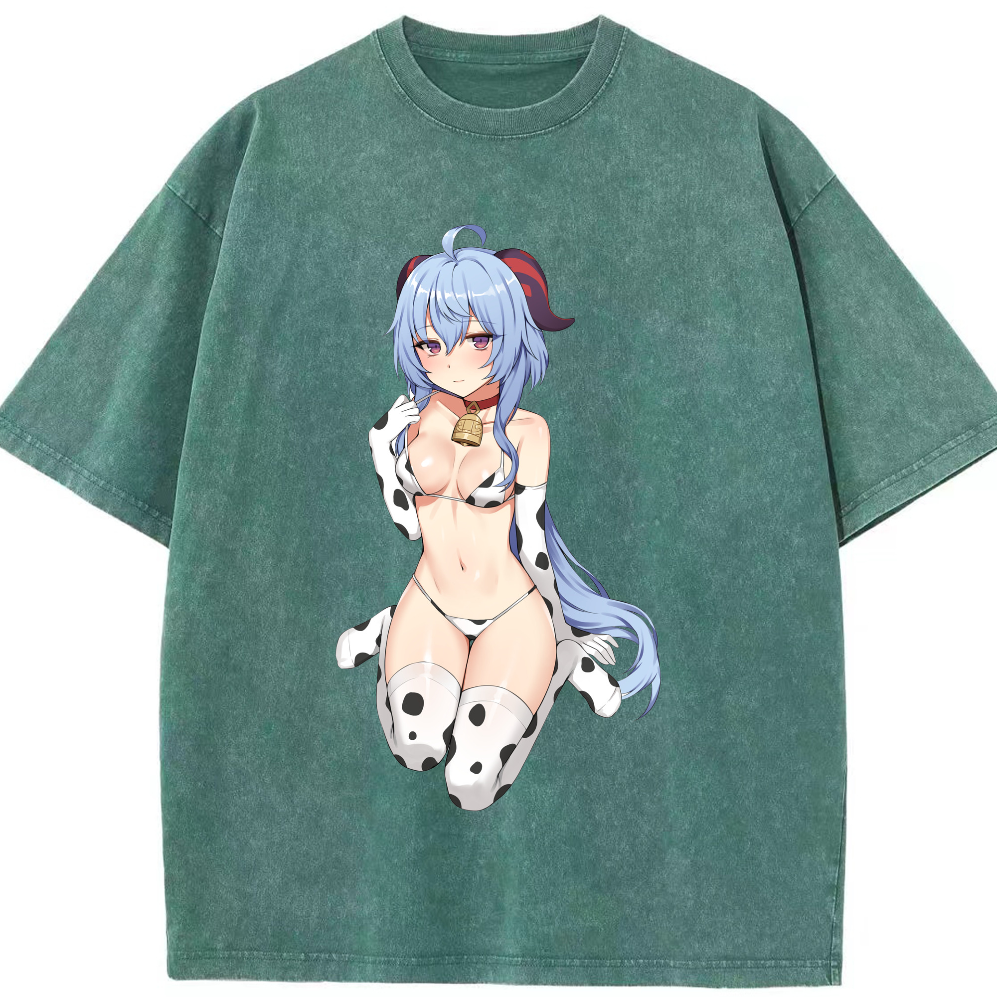 げんし神 甘雨 かんう genshin Ganyu 綿100% ヴィンテージ風 半袖Tシャツ（フロントプリント）